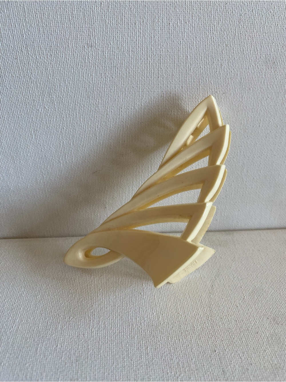 Vintage Cream Ivory Plastic Openwork Lattice Hair Claw Clip Retro Made in France